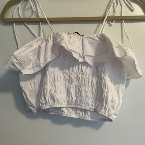 Zara white cropped frilly top size small - Picture 1 of 6